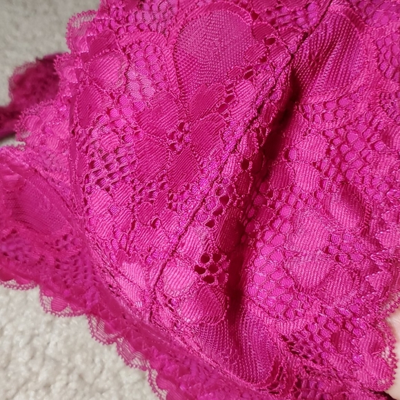 Bright Pink Lace Halter Bralette - Picture 3 of 6